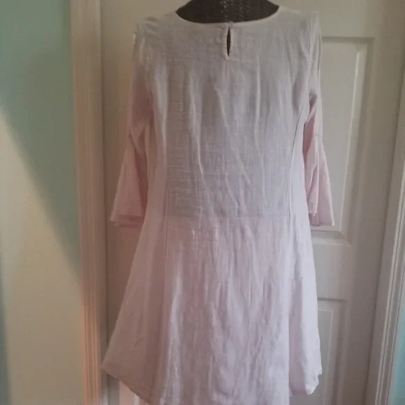 LUNGO L'ARNO Linen Swing Dress with Bell Sleeves - Picture 8 of 11